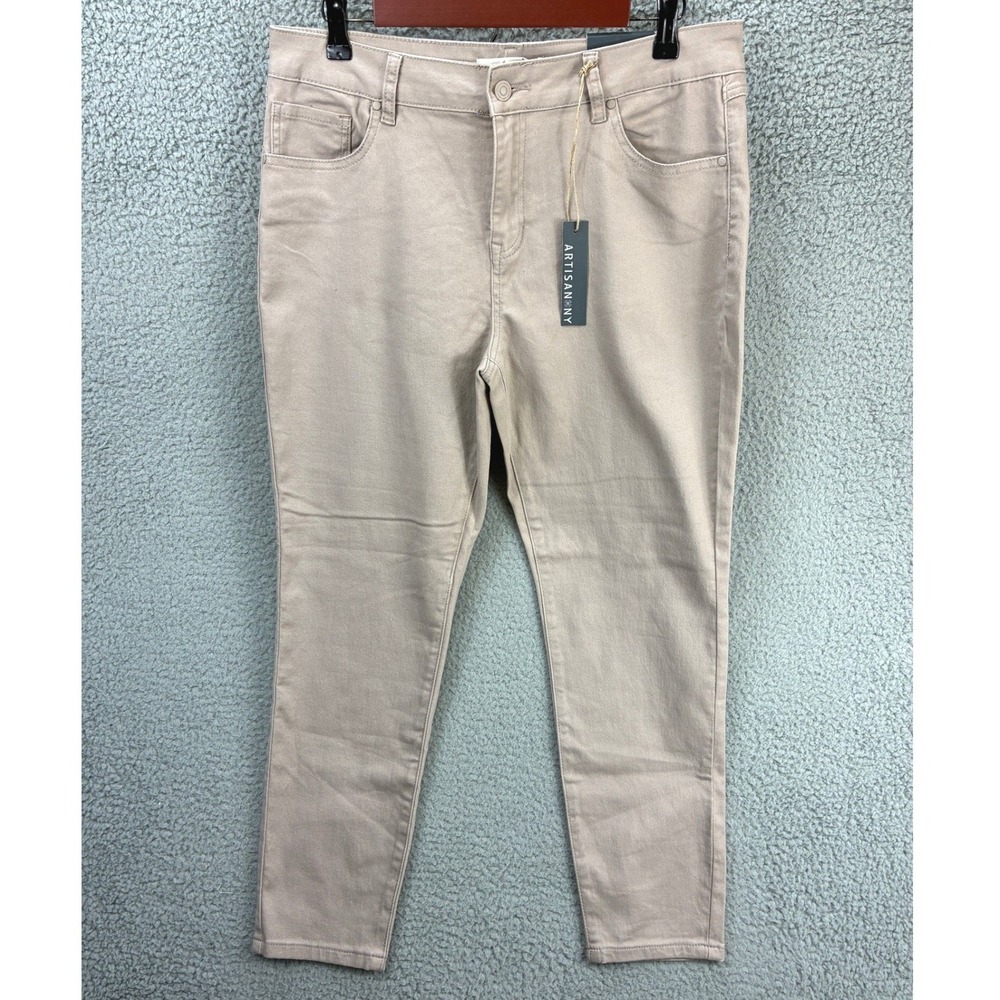 Artisan NY Slim Ankle Pants Womens 14 Tan Khaki Stretch Business Casual Work NWT